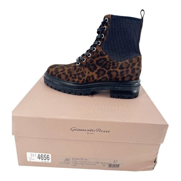 Gianvito Rossi Suede Animal Print Ankle Boots - Picture 5 of 7